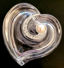 Vintage Lenox Crytal Heart Trinket Box with Pearl accent