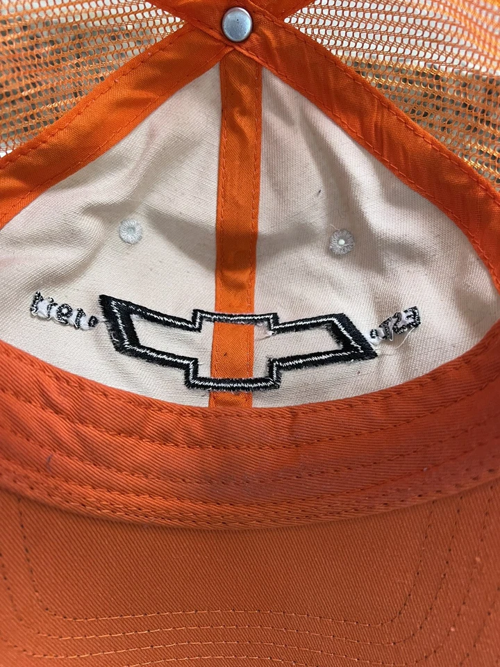 Sombrero de camionero Chevrolet Motor Co naranja/tostado envejecido con logotipo Foto 2 de 4