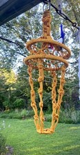 Handmade Vintage Macrame Plant Hanger 2 Ft Pot Holder Crochet Mustard With Birds