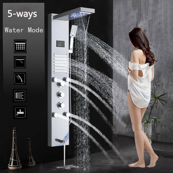 Duschpaneel Edelstahl Led Duscharmatur Mit Regendusche DuschsäUle Duschset-image