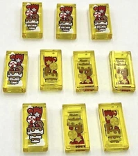 Lego 10 New Trans-Yellow Tiles 1 x 2 Clouds and Red White Floating Candy Parts