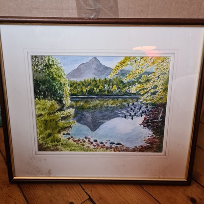 Beneath The Pap of Glencoe - Aquarell von Anne Rado Original gerahmt 15'' x 17''