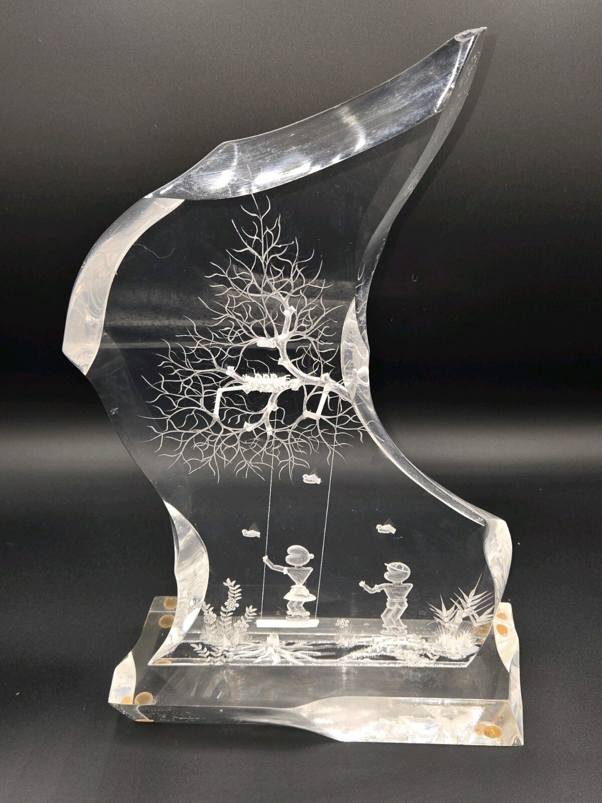 John J Miller 1993 Carved Acrylic Tree Lucite Sculpture