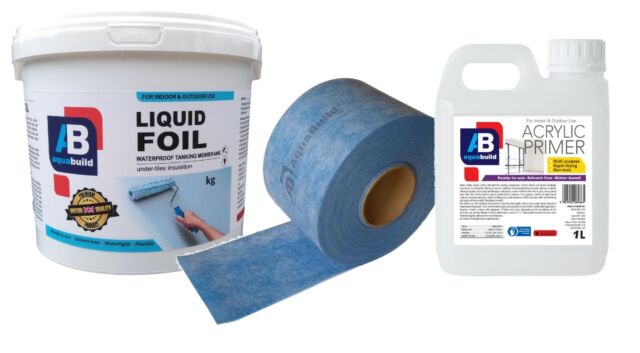 3 m² Waterproof Tanking Set Aqua Build Shower Liquid Foil Membrane Seal Kit6