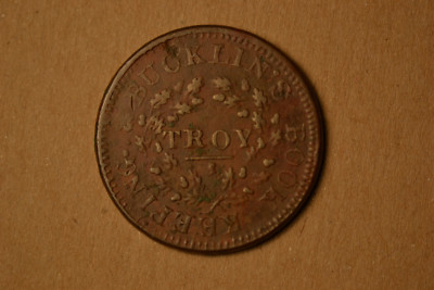 1835 Hard Times Token- Bucklin's Book Keeping- EFAU w/Scratches & porosity.