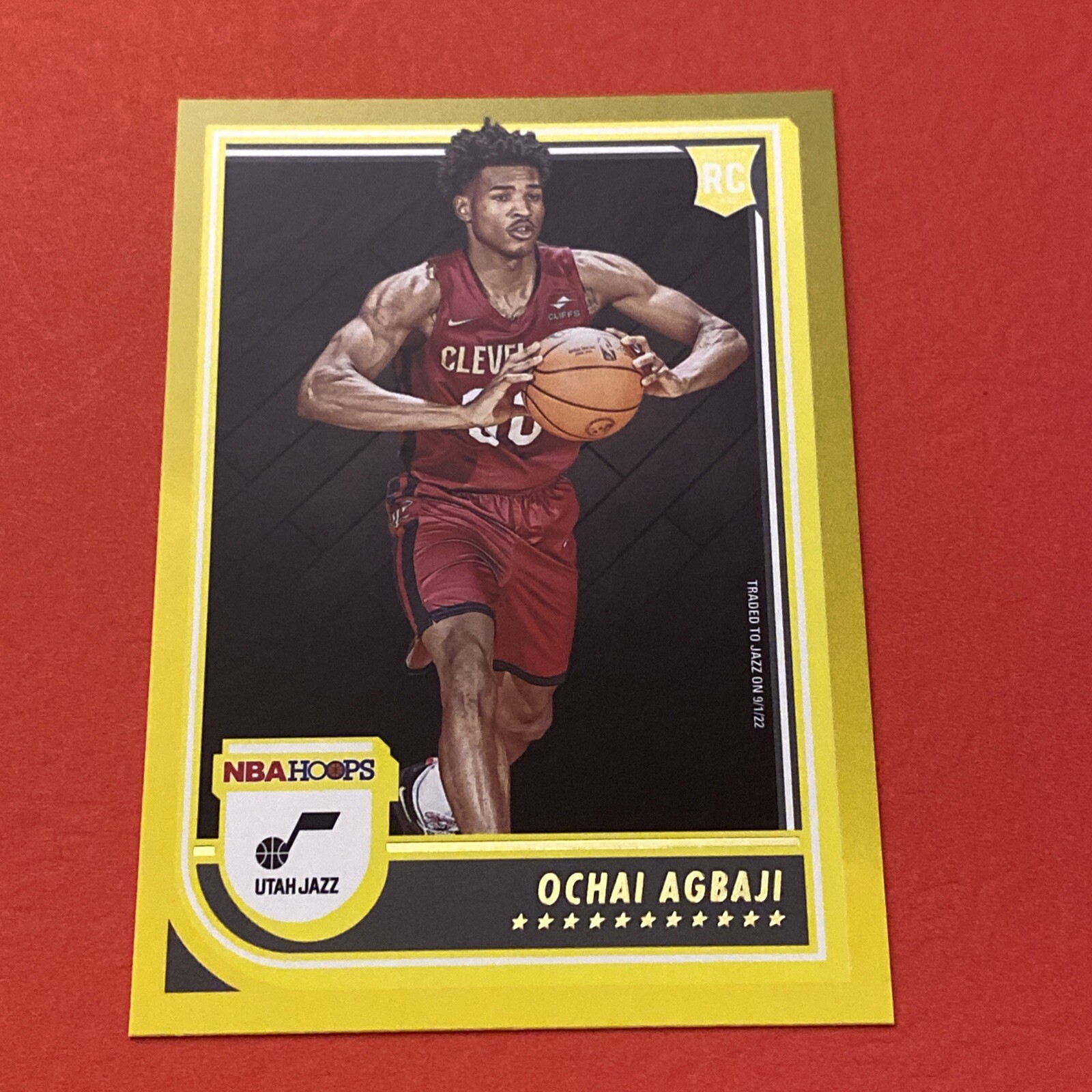 2022-23 Panini NBA Hoops Ochai Agbaji Yellow Parallel RC #244 JAZZ