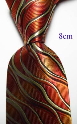 New Classic Paisley Red Orange JACQUARD WOVEN Silk Men's Tie Necktie