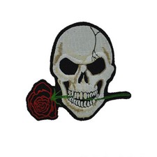 SKULL with ROSE 3.5" x 4" iron on patch Dead Fantasy C5 