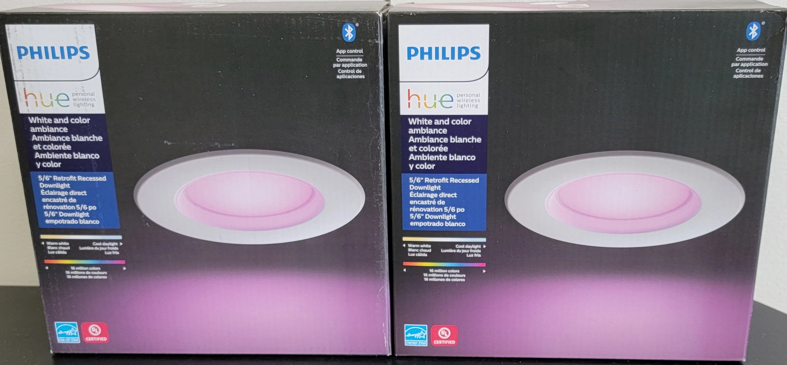 Philips Hue E26 Lot of 2x 5/6" White Color Ambiance Recessed Light Retrofit Down