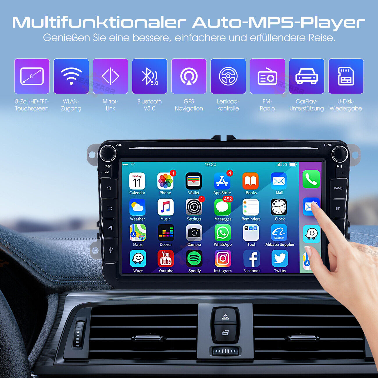8 Autoradio Android 12 Carplay GPS Navi Für VW GOLF 5 6 Passat Polo Tiguan
