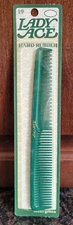 Lady Ace 7" Comb Moss Green Hard Rubber Fine Medium Hair Vintage #19 Made in USA