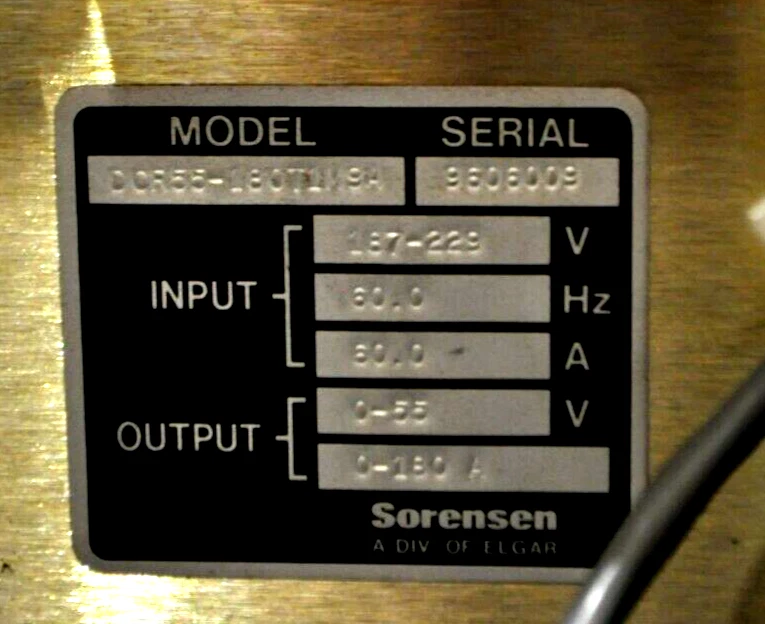 DCR 55-180T / FUENTE DE ALIMENTACIÓN 55VDC 180A 10KW / SORENSEN Foto 2 de 4