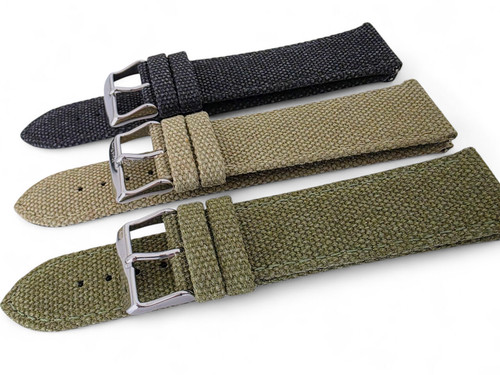 Canvas Watch Strap Band 4mm Thick Field Army 18 20 22 mm Green Black Khaki Beige