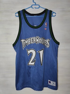 NBA #21 KEVIN GARNETT MINNESOTA TIMBERWOLVES SHIRT CHAMPION JERSEY