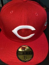 7 1/2 cincinnati reds red 1990 world series grey bottom fitted hat