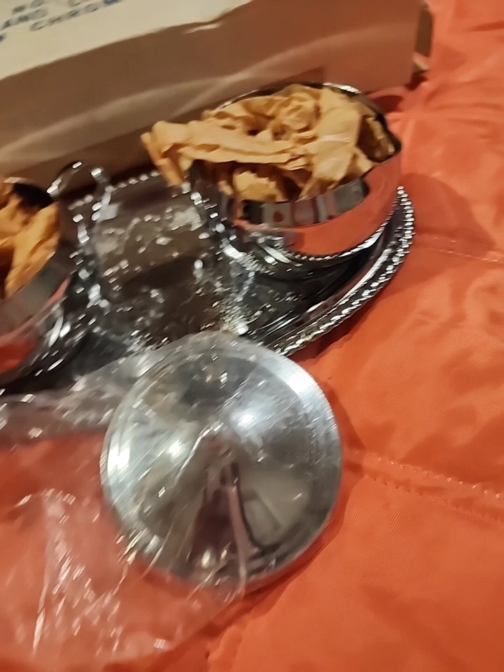 Juego de crema y azúcar vintage de acero inoxidable Hellerware No. 959 Hermoso  Foto 3 de 4