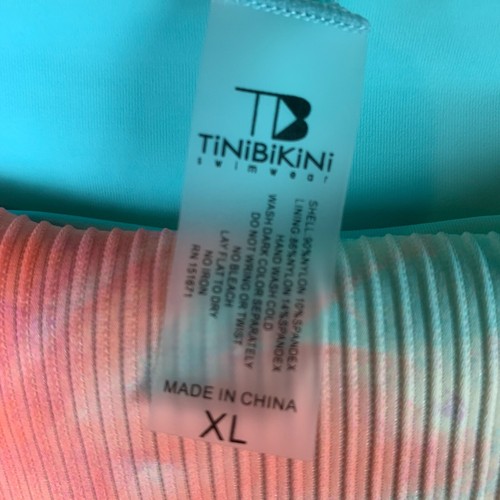 Pantalones de baño de bikini Tinibikini para mujer XL pastel lazo teñido reversible acanalado tiro alto - Imagen 3 de 9