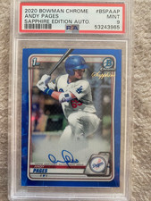 2020 Bowman Sapphire Andy Pages Chrome Auto Autograph #BSPA-AP Dodgers PSA 9
