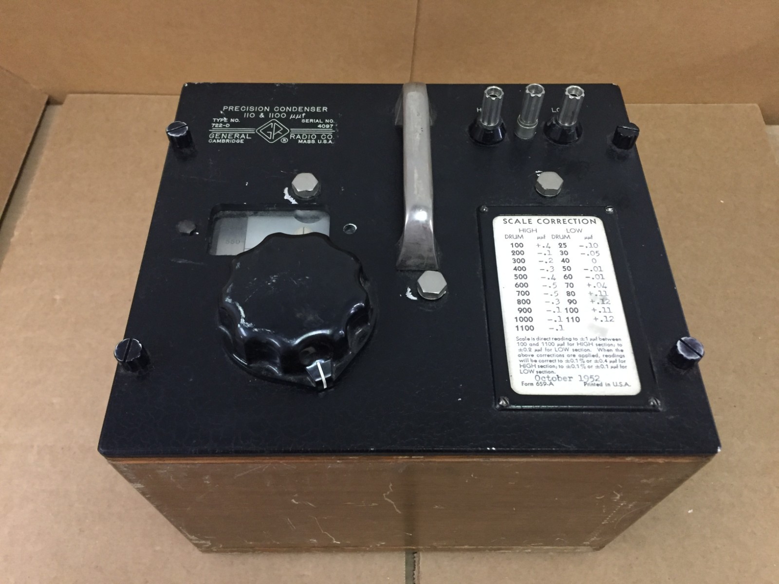 Vintage General Radio Precision Condenser Type 722-D 110pF & 1100pF