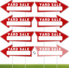 7 PC Yard Sale Signs with Stakes, 17" X 6", Double-Sided Yard Sale Arrows Sign w