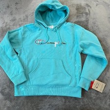 stains NWT Champion Reverse Weave Hoodie Sweatshirt Women's SMALL Aqua