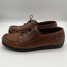 EASTLAND Womens 9 M / Mens 8 Brown Falmouth Round Toe Lace-Up Leather Boat Shoes