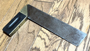 Vintage Carpenter Tools Try Square 8" Measure Brass Wooden Steel Ruler Tri Wood