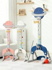 Kinder Basketballkorb Set 4 in 1 Mini-Basketballständer mit Fußballtor&Wurfspiel