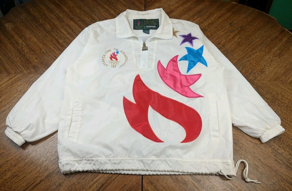 Starter 1996 Atlanta Olympic Games Nylon Windbreaker Jacket 1/4 Zip Embroidered  - Image 2 of 4