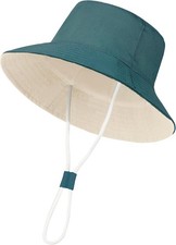 Baby Boy Sun Hat Toddler Summer Bucket Beach Hats for 1-2T, Peacock Blue