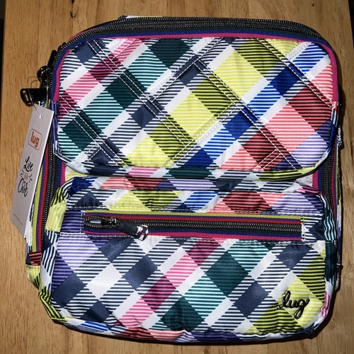 New Lug Wrangler Crossbody Bag Multi Pocket Multicolor Playful Plaid Colorful