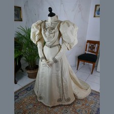 1895s Victorian Edwardian Duchess Dress Historical Civil War Tea Party Ball Gown