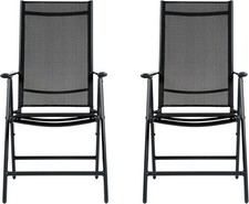 2x Aluminium 7 Position Chairs Adjustable High Backrest Camping & Garden Chairs