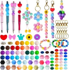 236Pcs Silicone Beads for Keychain Making Kit, Multi-Colored Silicone Beads Bulk