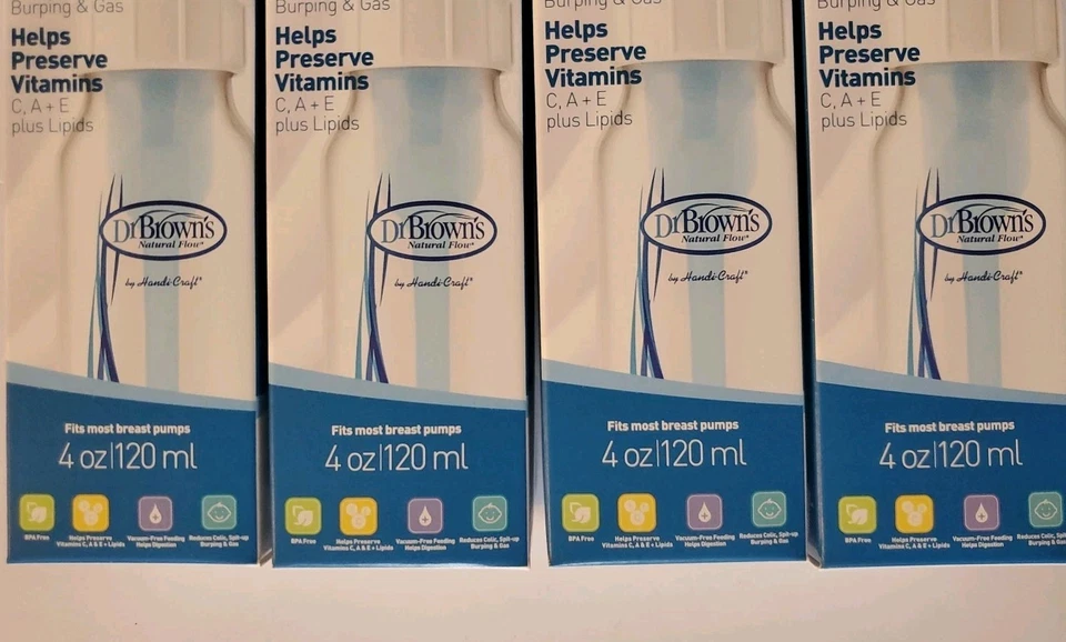 NUEVO Dr. Brown's Natural Flow 0+ Meses Biberones Transparente/Azul 4oz LOTE DE 4 Foto 3 de 4