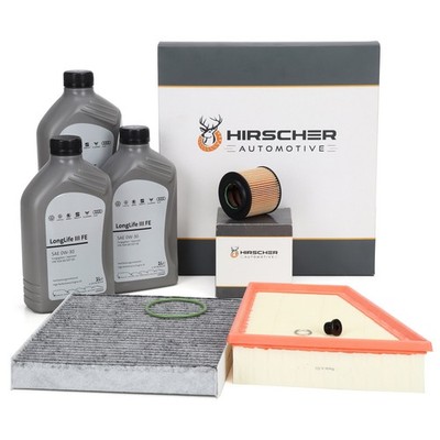 HIRSCHER Filterset + 3L ORIGINAL 0W30 Motoröl für VW POLO 5 IBIZA 4 FABIA 2 1.2