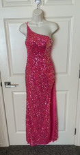 Clarisse Iridescent Fuchsia Sequin One-Shoulder Prom Dress  SZ 00 NWOT 