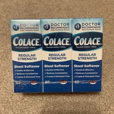 Colace Regular Strength Stool Softener 60 Capsules X 3  Boxes Exp:10/2027