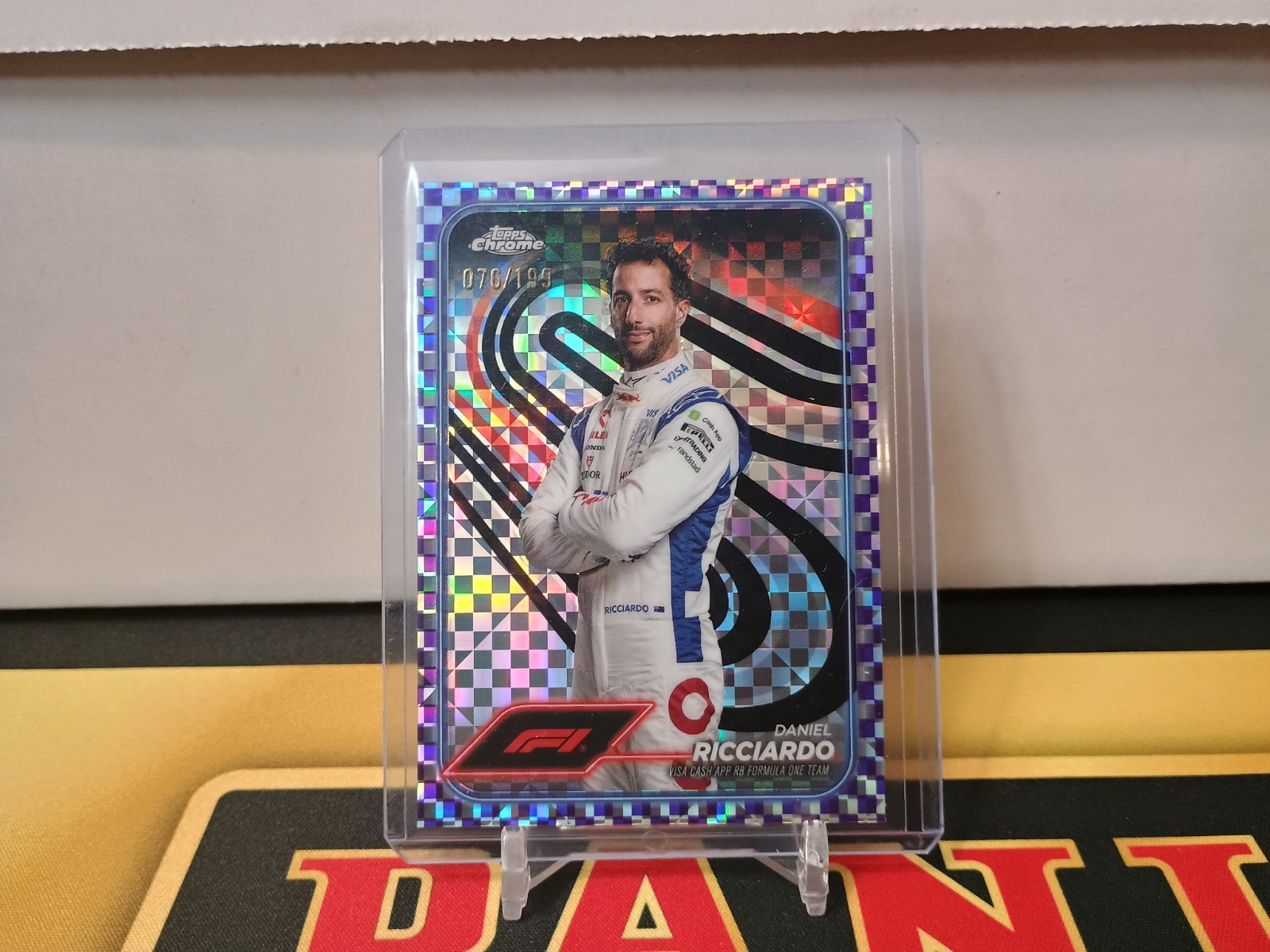 2024 Topps Chrome F1 Checker Flag Purple /199 Daniel Ricciardo #18