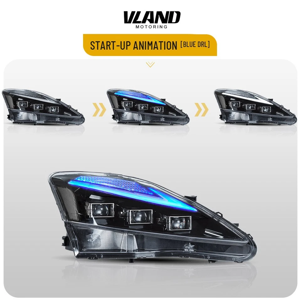 Faro LED VLAND transparente para proyector Lexus IS250 350 ISF 2006-2013 con bule DRL Foto 4 de 4