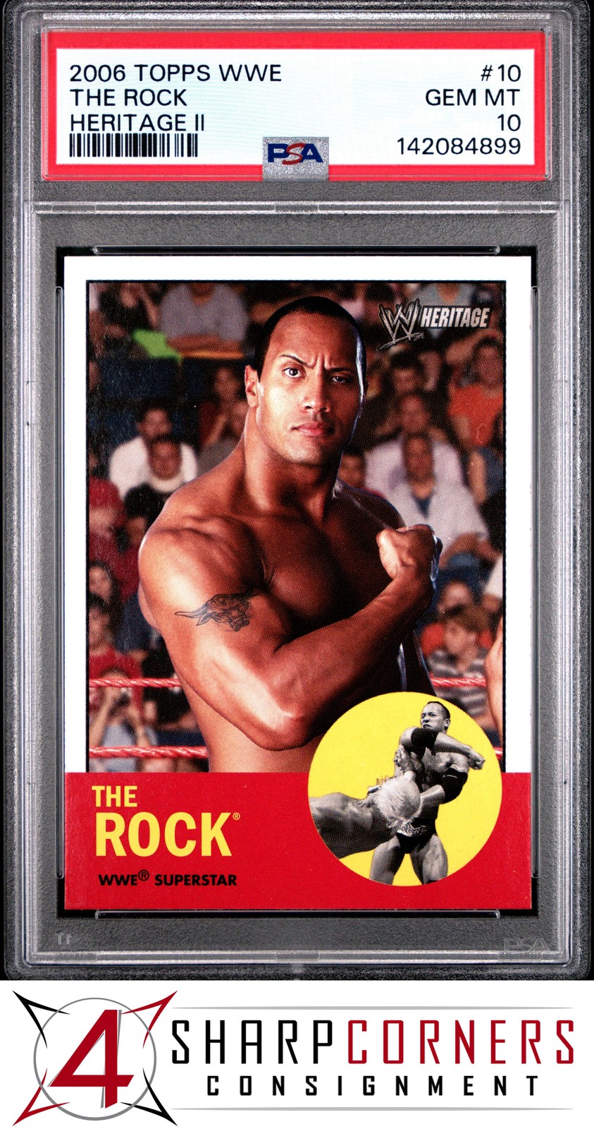 2006 TOPPS WWE HERITAGE II #10 DWAYNE THE ROCK JOHNSON POP 6 PSA 10