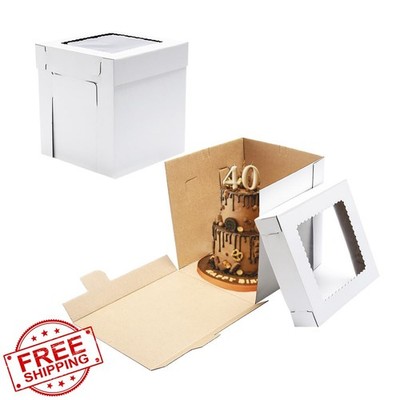 Nentootor Tall Cake Box 14x14x14 Inch with Window, 2 Pack Tier Wedding Cake C...