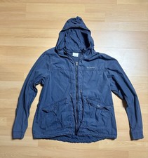 Columbia Women's Windbreaker Jacket Navy Blue Hooded Full Zip Zipped Pockets L