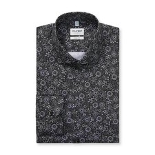 Olympus Level Five Mens Business Shirt Grey Floral 212284 63 Silver Grey