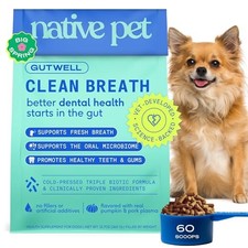 Native Pet GutWell Clean Breath - Dog Breath Freshener  Dental Powder - Plaque