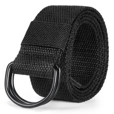 maikun Mens & Womens Canvas Belt with waist size 26-30", Black Buckle+black