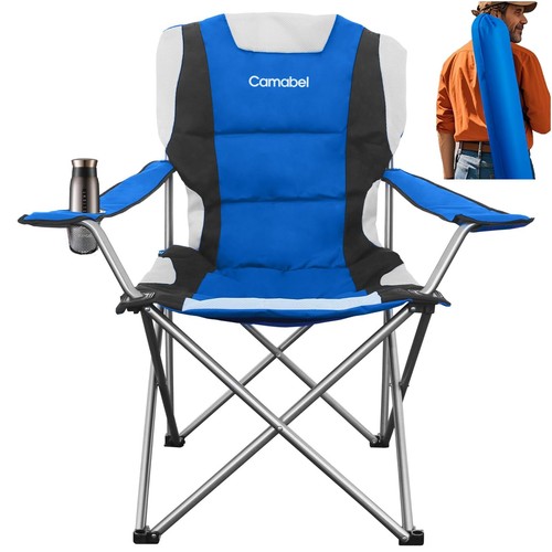 Folding Camping Chairs 400 LBS Oversized Heavy Duty Padded Beach Chair Portab...