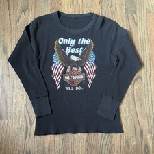 Vintage 80s Harley Davidson 3D Emblem Thermal Long sleeve Sz M/S