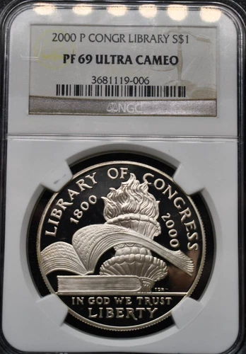 2000-P Library Of Congress Commemorative Silver Dollar PF69 UCAM NGC