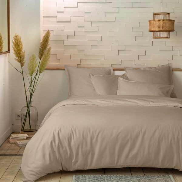 Housse de couette 220x240 percale de coton 80 fils lin parure de lit haut de gamme